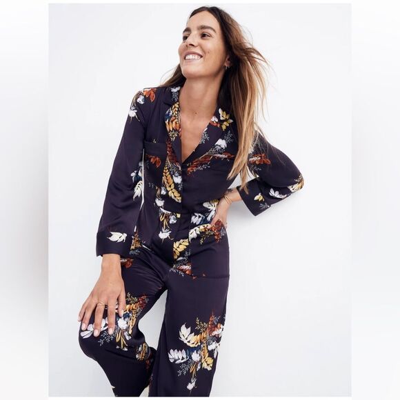 NWT Madewell Satin Jumpsuit in Blooming Oasis XS - Picture 1 of 5